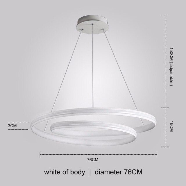 Black Round Modern LED Pendant Lights For Living Room Home Decor Suspension Hanging Lamp Fixtures With Remote Control Lighting