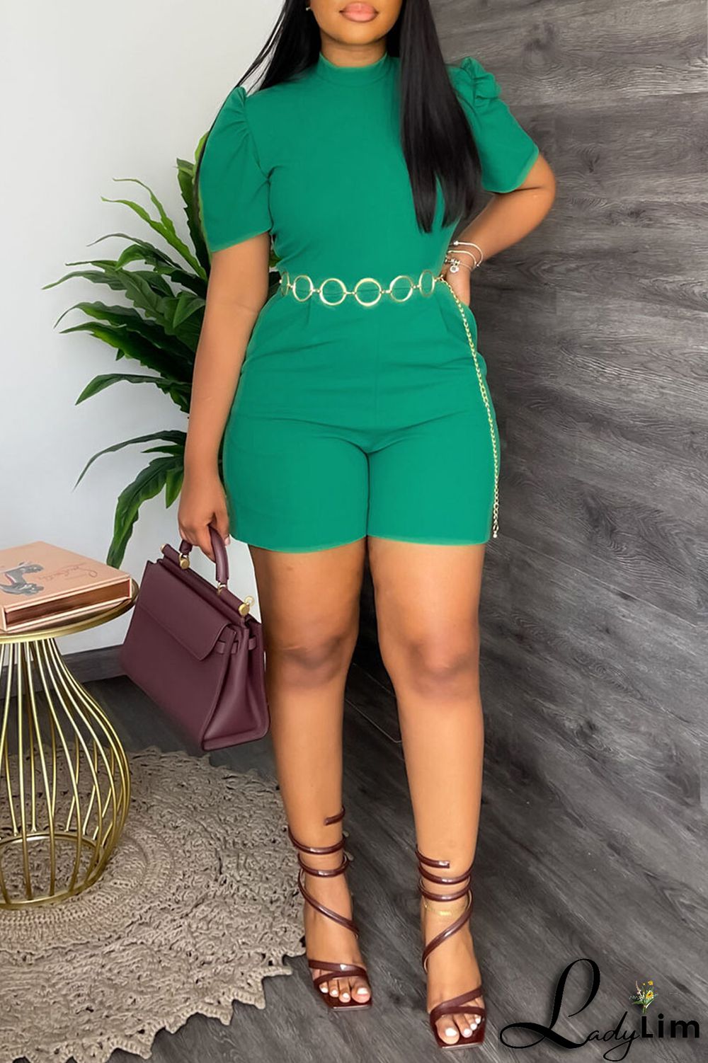 Black Casual Solid Patchwork With Belt O Neck Straight Jumpsuits