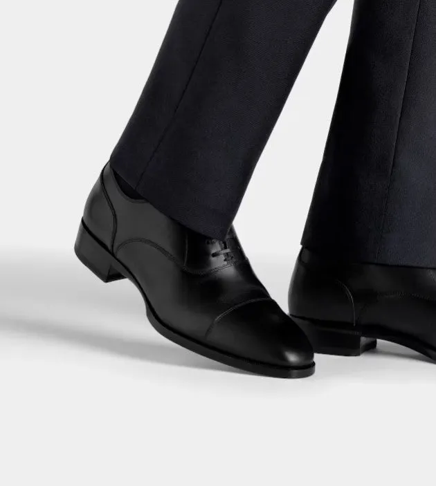 Men's Elegant Black Leather Lace-Up Oxfords