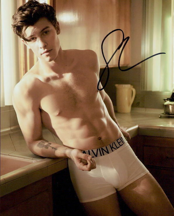 Shawn Mendes in-person signed in underwear 8x10 Photo Poster painting