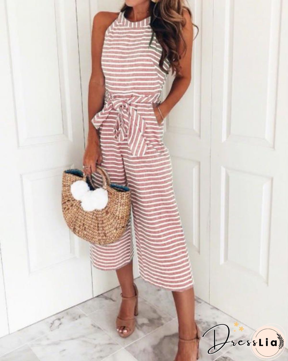 Striped Vacation Casual Jumpsuit