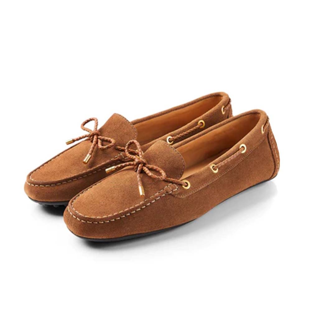 Brown Suede Loafers With Lace Up Oxford Boat Shoes Nicepairs