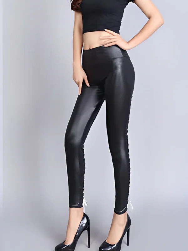 Gothic Dark Bandaged Color-black Lace-up Pants