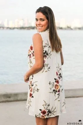 Fashion Open Work Little Floral Print Dress