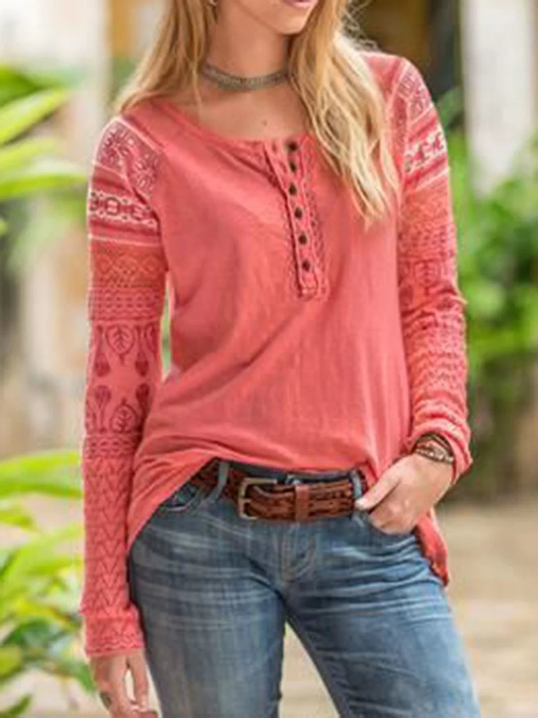 Cotton Casual Long Sleeve Tops | EGEMISS