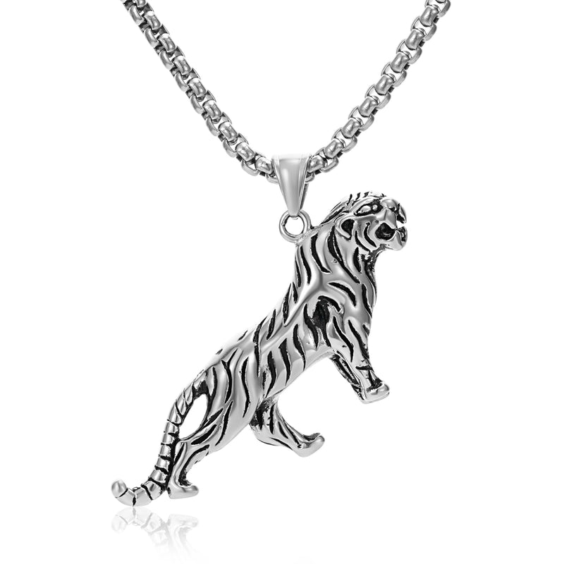 Hip-Hop Retro Punk Tiger 304 Stainless Steel Men's Pendant Necklace Necklace Pendant Men Pendant Necklaces