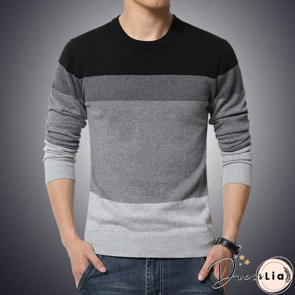 Casual Men'S Sweater O-Neck Striped Slim Fit Knittwear Autumn Mens Sweaters Pullovers Pullover Men Pull Homme M-3Xl