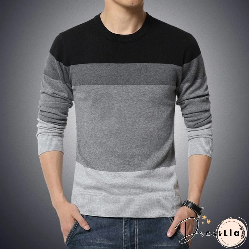 Casual Men'S Sweater O-Neck Striped Slim Fit Knittwear Autumn Mens Sweaters Pullovers Pullover Men Pull Homme M-3Xl