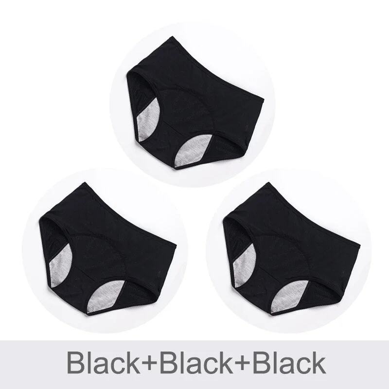 3pcs Leak Proof Menstrual Panties Physiological Pants High Waist Cotton Women Underwear Period Waterproof Female Briefs