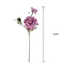White Pink Purple Large 3 Heads Stem Peony Artificial Flower