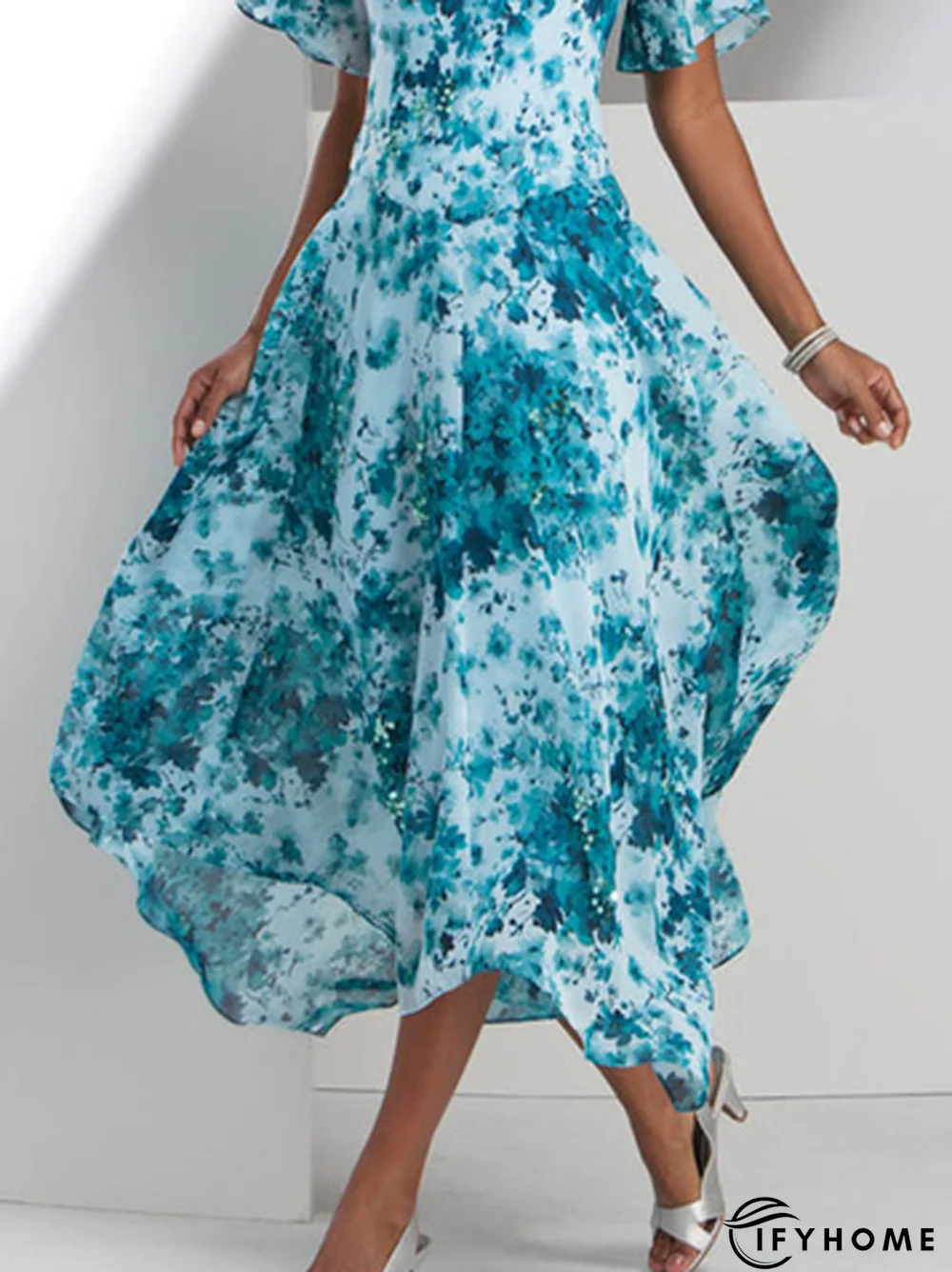 Loose Crew Neck Vacation Abstract Dress | IFYHOME