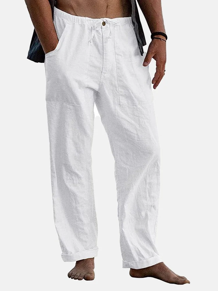 Men's Solid Linen Casual Series Pants