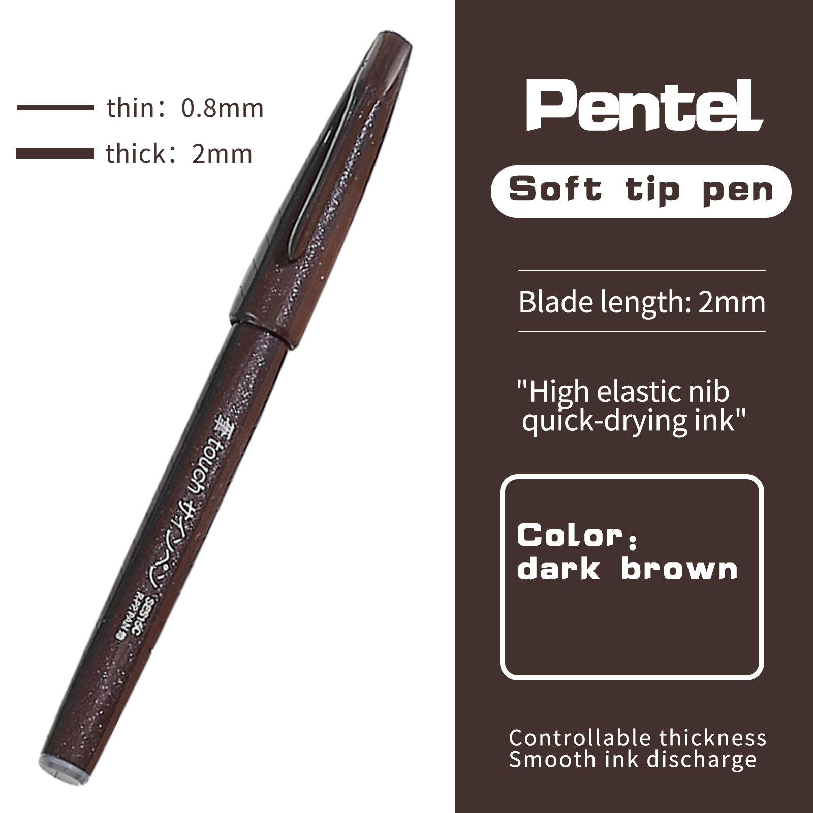 Journalsay 1 Pc Pentel Colorful Soft-tipped Handwriting Pen Student Drawing Writing Marker Pen