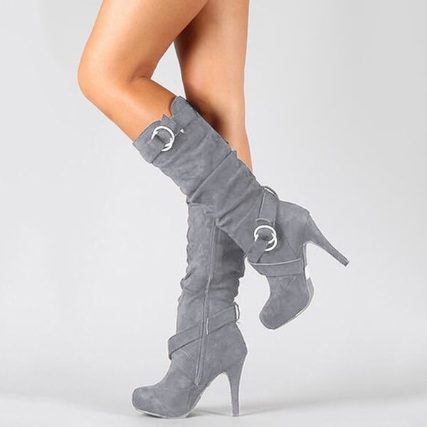 Fashion Women's Boots High Heel Boots Nubuck Leather Pendant Fine with High Heel Boot Long Thigh Boots Shoes - Shop Trendy Women's Clothing | LoverChic