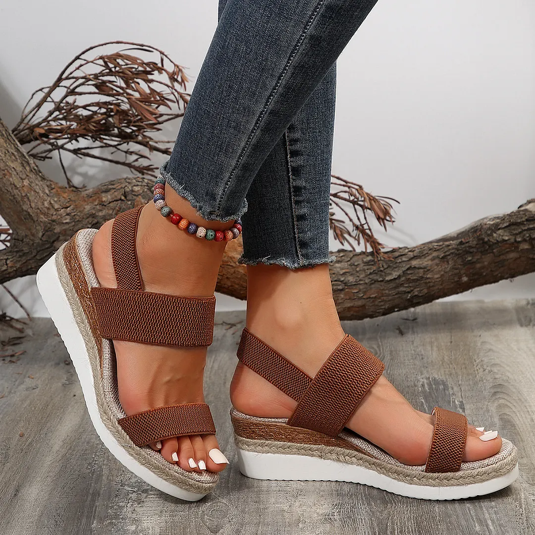 Breakj Breakj Slope Heel Sandals Women 2025 Summer New Fish Mouth Tight Feet Thick-Soled Sandals