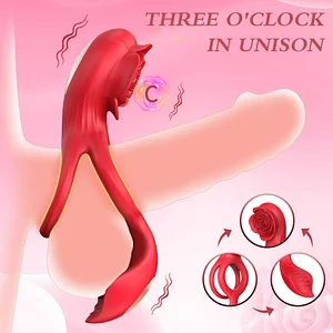 Rose Lock Remote Control Double Ring Penis & Clitoral Stimulation