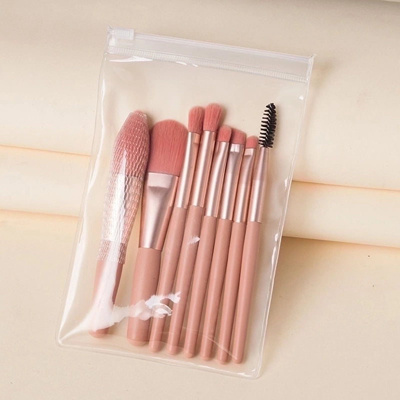 Minimalist Artificial Fiber Wooden Handle Aluminum Tube Makeup Brushes 1 Set