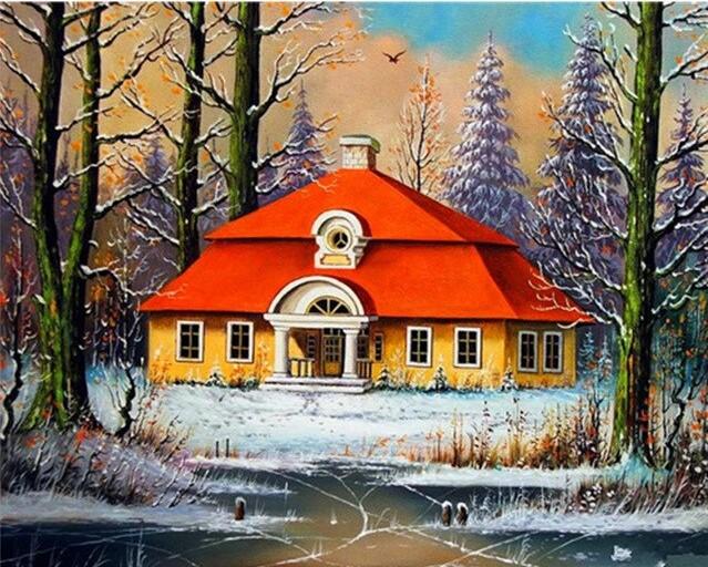 

House in Firs Forest – Paint By Numbers - 40*50CM, 501 Original