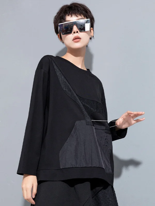 Casual Splicing Long Sleeve T-Shirt - yankia