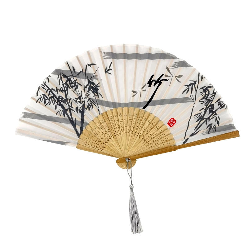3 Pieces Ancient Style Folding Fan Female Classical Tassel Silk Fan Chinese Style Small Fan Portable Dance Craft National Fashion Fan Student Fan