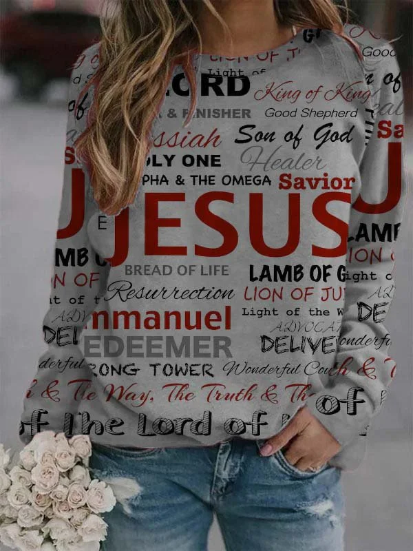 Long Sleeve Letter Cotton Blends Casual Sweatshirts