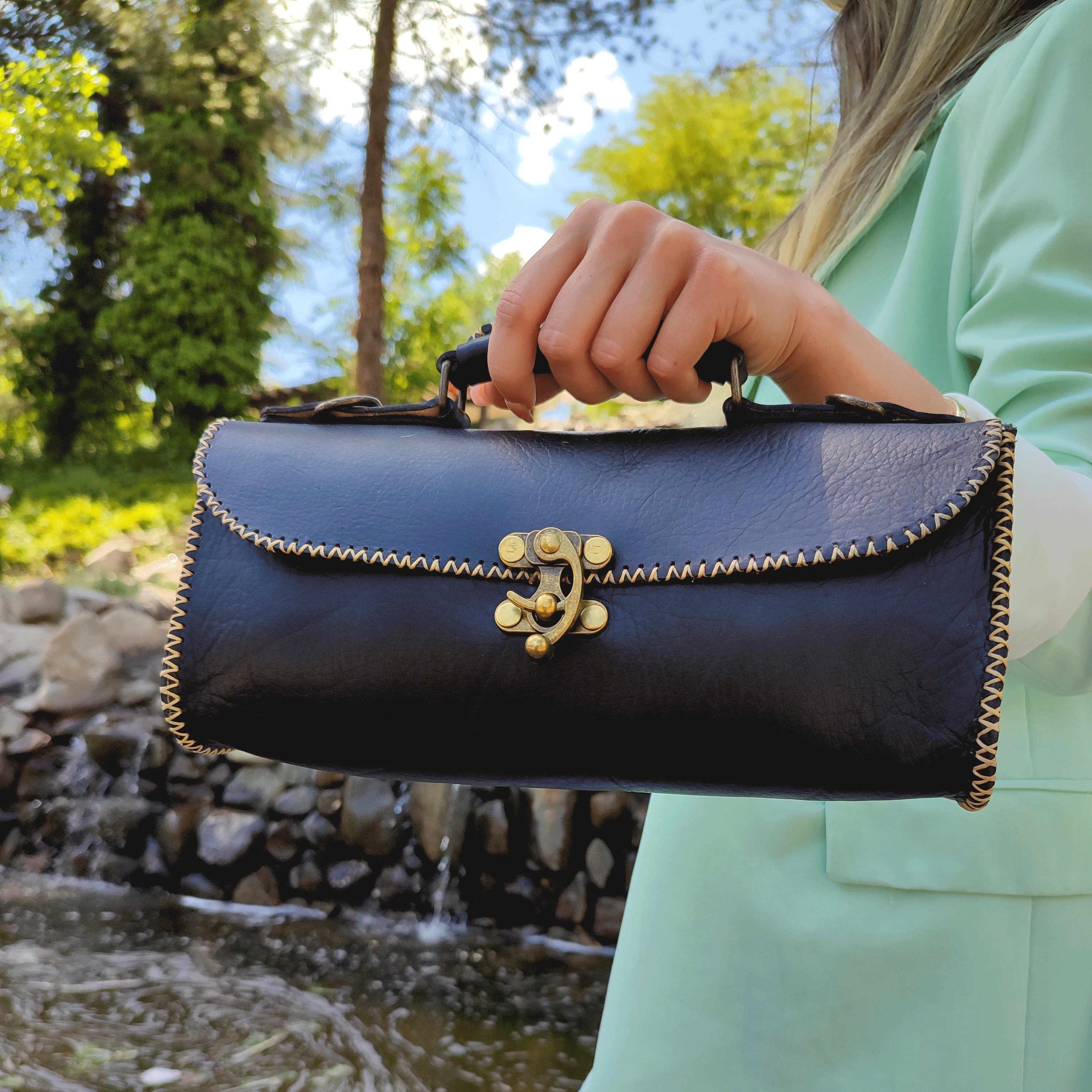 Handmade Leather Handbag, Small Leather Purse for Women