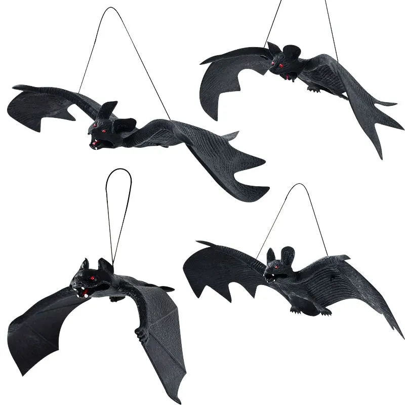 1pc Lifelike Fake Bat Halloween Hanging Decoration Haunted House Horror Props Halloween Party DIY Ornament Soft Bat Kids Toy