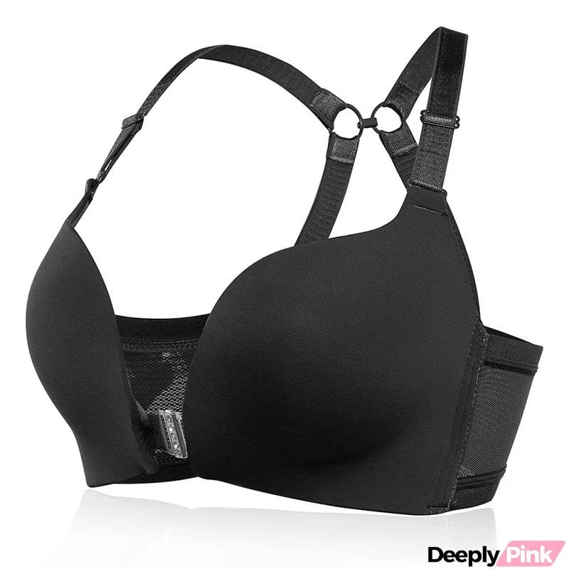 E Cup Front Closure Wireless Soft Criss-cross Strap Bras