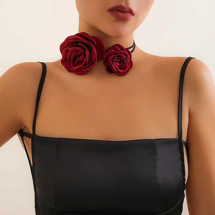 Lace-up Vintage Necklace Rose Dinner Collar Accessories