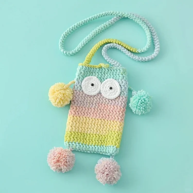 Lulusnow Handmade Multicolor Spring Monster Bag Cute Gift for Kids or Fun-Loving Adults Crochet Crossbody MINIBag Phone Bag