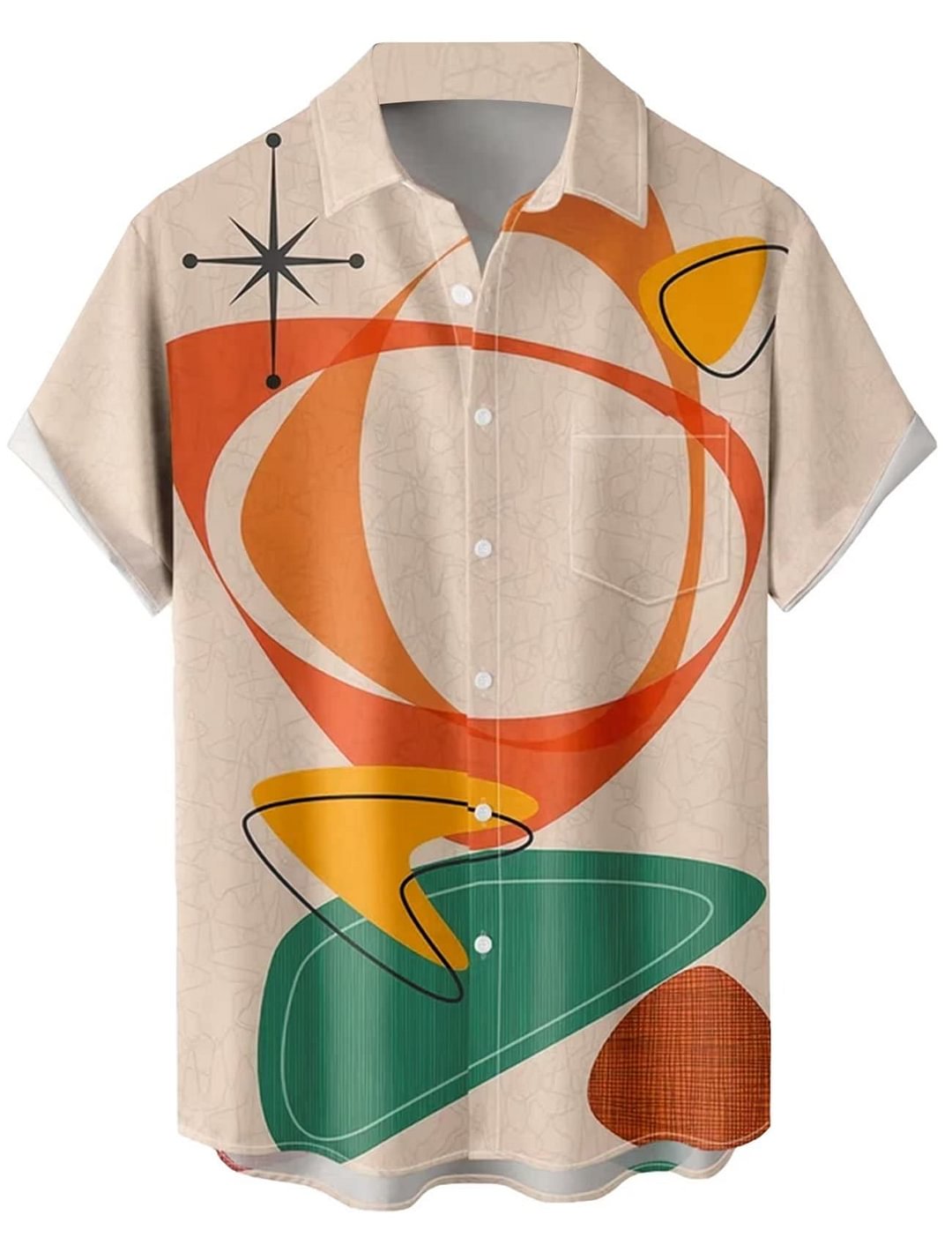 Men's 50's Vintage Short Sleeve Drink&Food Casual Hawaiian Shirt