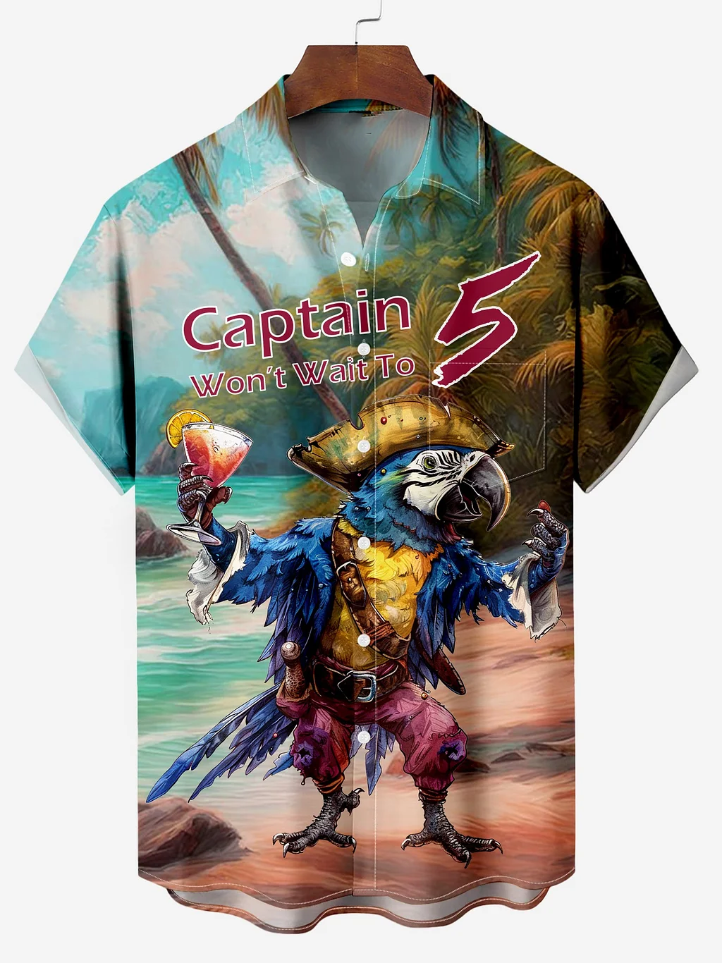 Men's Parrot Beer Hawaiian Print Casual Shirt PLUSCLOTHESMAN