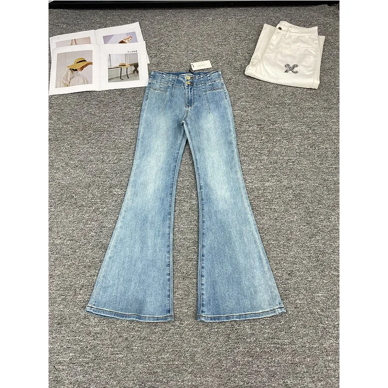 Women High waisted stretch flared jeans fashion casual slim denim pants 2023 new