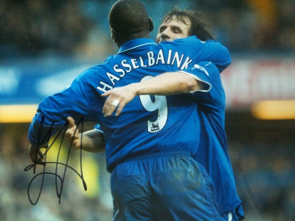 JIMMY FLOYD HASSELBAINK - CHELSEA STRIKER - BRILLIANT SIGNED COLOUR Photo Poster painting