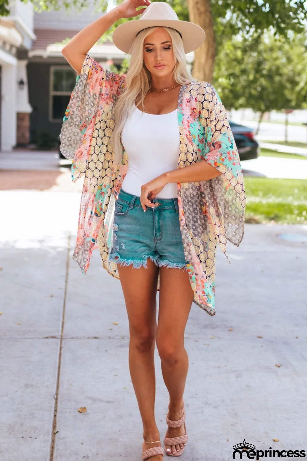 Floral Sheer Shimmer Kimono