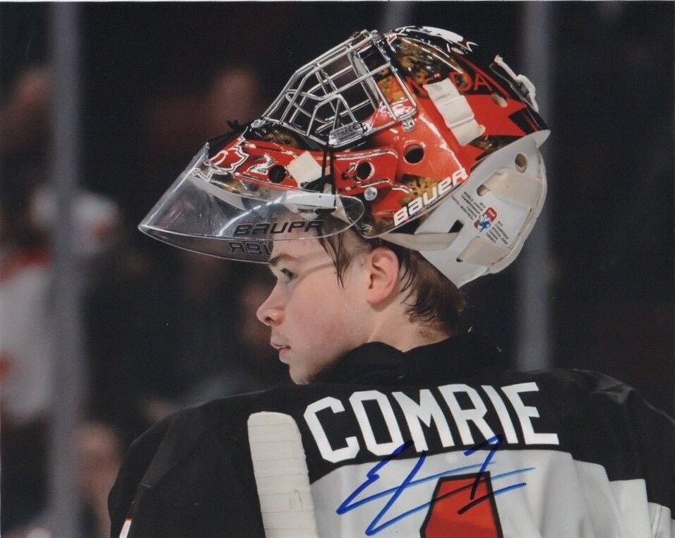 Team Canada Eric Comrie Mask Signed Autographed 8x10 Photo Poster painting COA #2