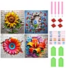4pcs 5Diamond Painting -DIY Round Drill Flowers in The Wall