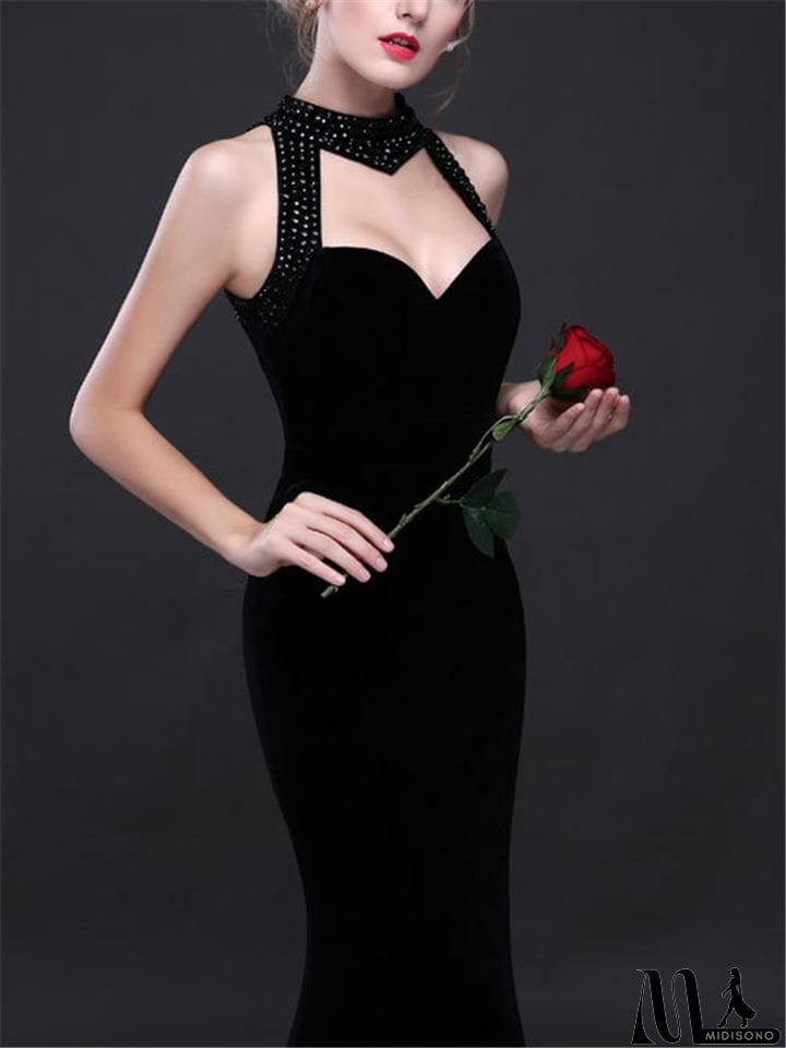 MidiSono - Sexy Sweetheart Neckline Mermaid Velvet Long Maxi Dress for Evening