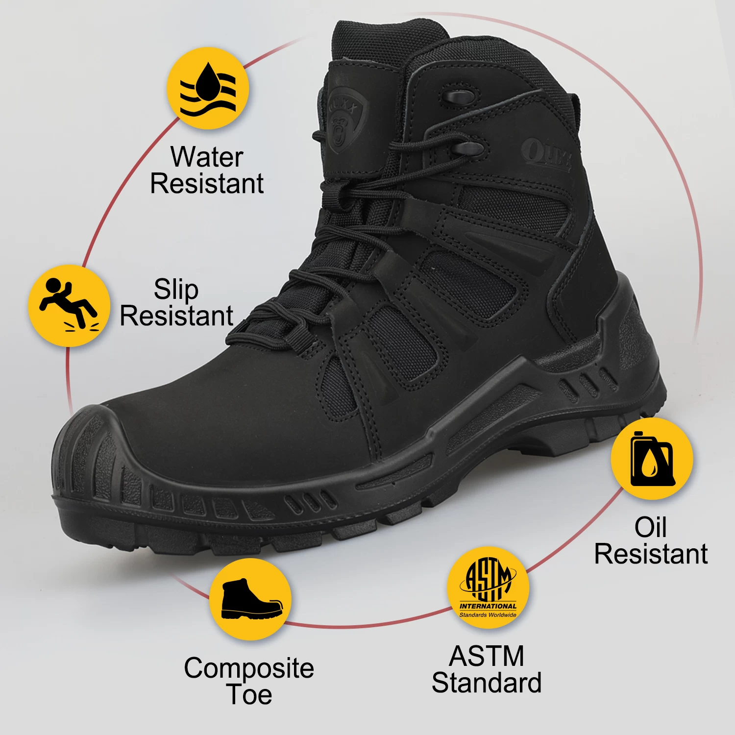 OUXX Men & Women Composite Toe Waterproof Slip Resistant Oil Resistant Metal Free Work Boots