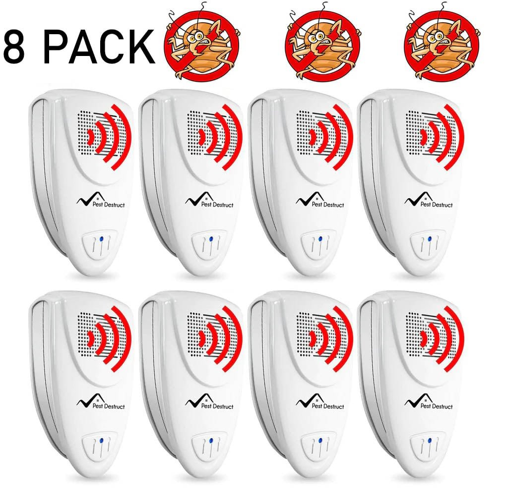 Ultrasonic Bed Bug Repellent PACK of 8 - Get Rid Of Bed Bugs In 48 Hours - vzzhome