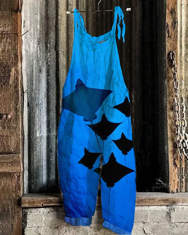 Ocean Manta Ray Casual Loose Jumpsuit