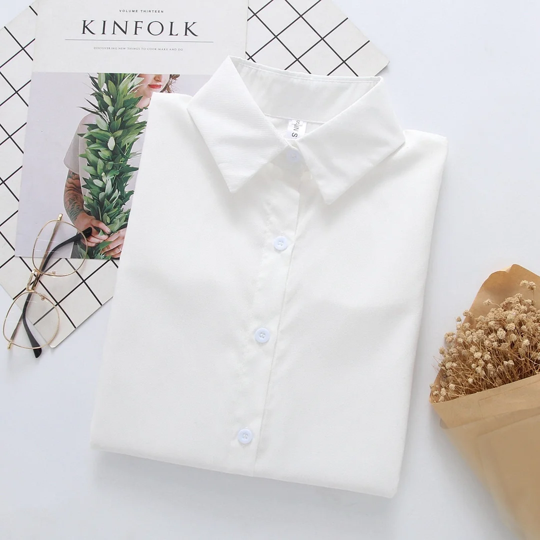 Spring New Women Vintage Solid Long Sleeve Corduroy Blouse Casual Autumn Oversize White Shirt Button Up BF Style Korean Tops T0D