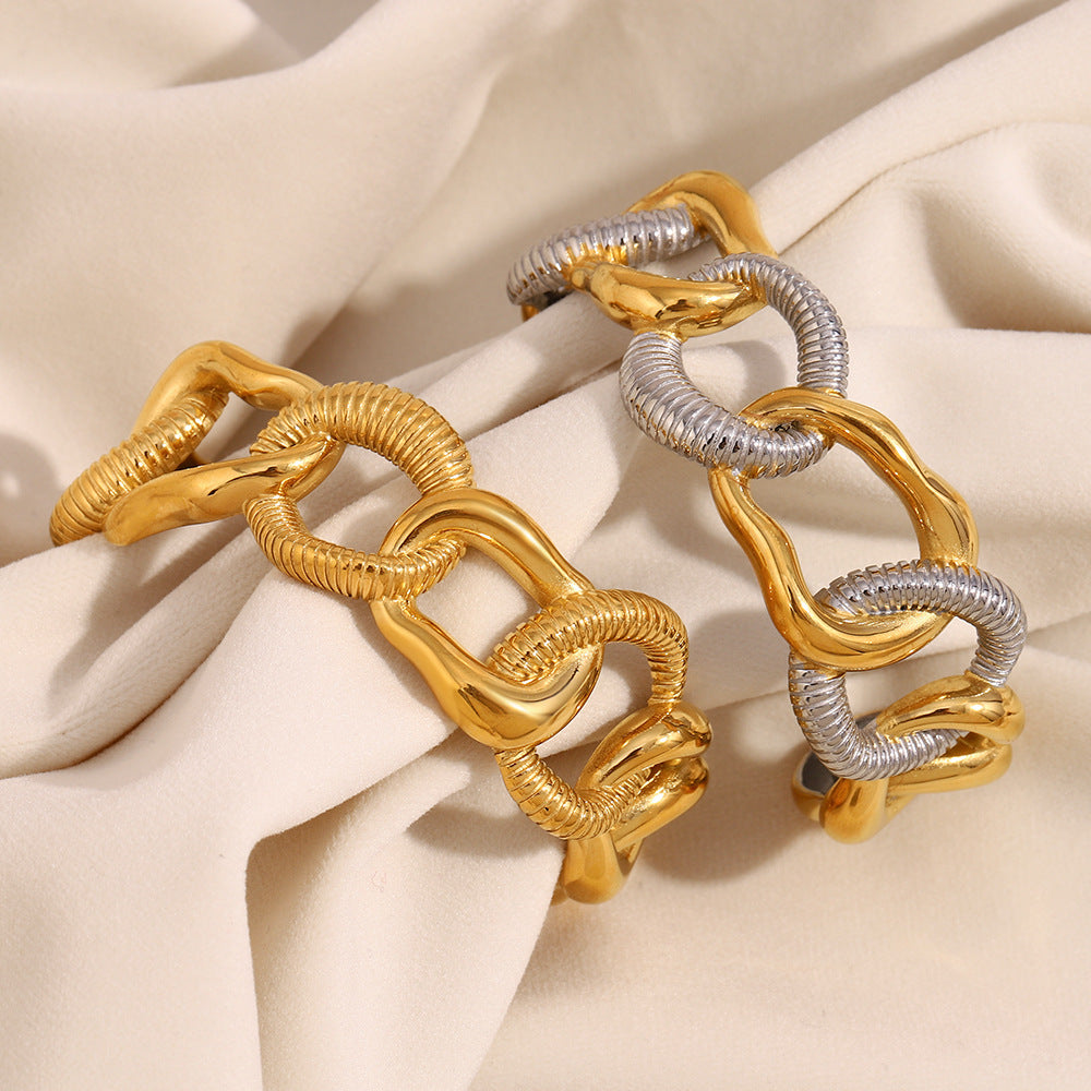 Fashionable And Simple Niche Design High-End Hand Jewelry Stainless Steel Plated 18K Gold Large Chain Bracelet For Women3