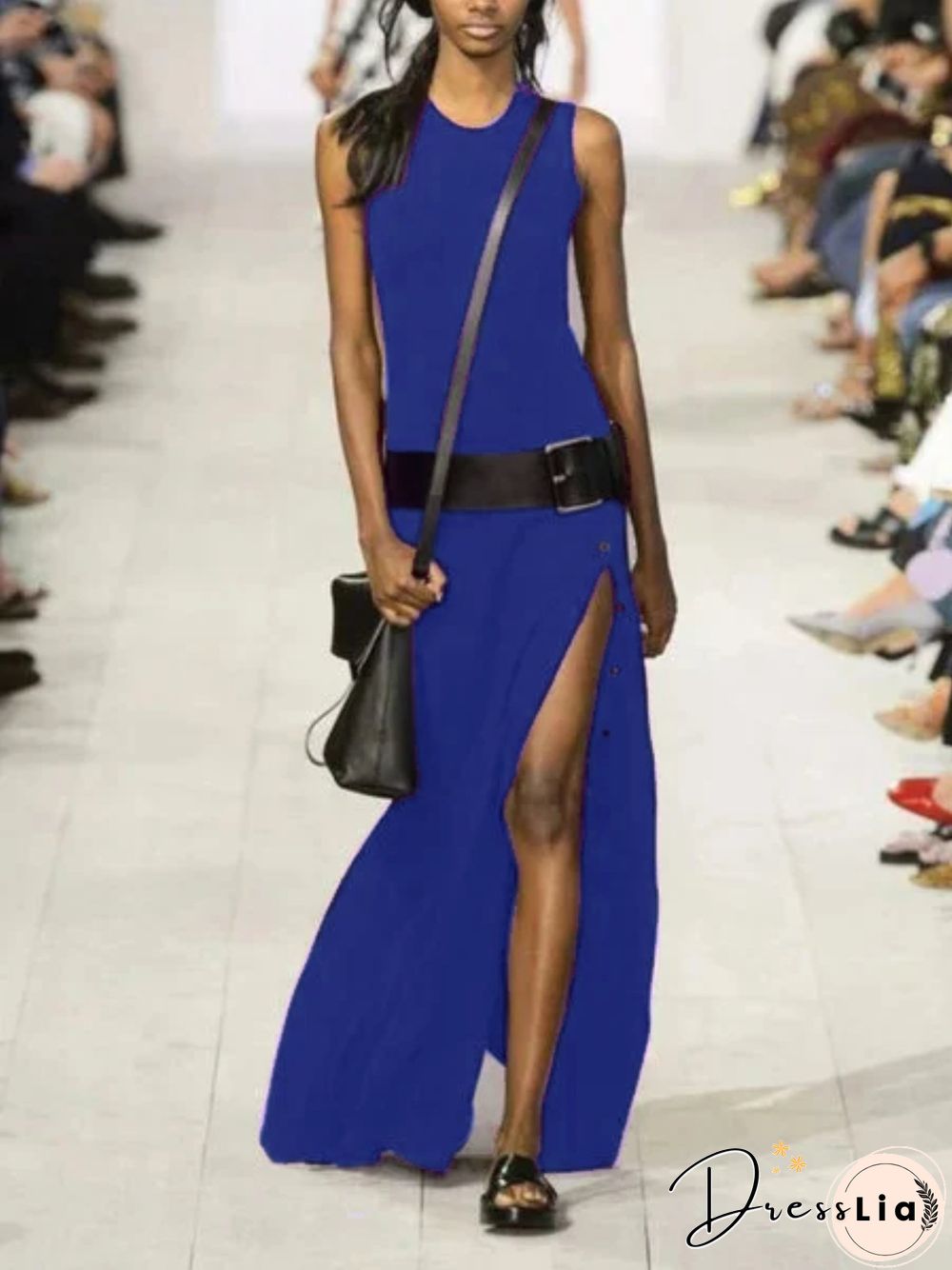 Women Casual Sleeveless Round Neck Plus Size Maxi Dresses