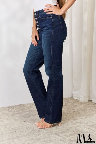 MidiSono - Judy Blue Full Size Button-Fly Straight Jeans