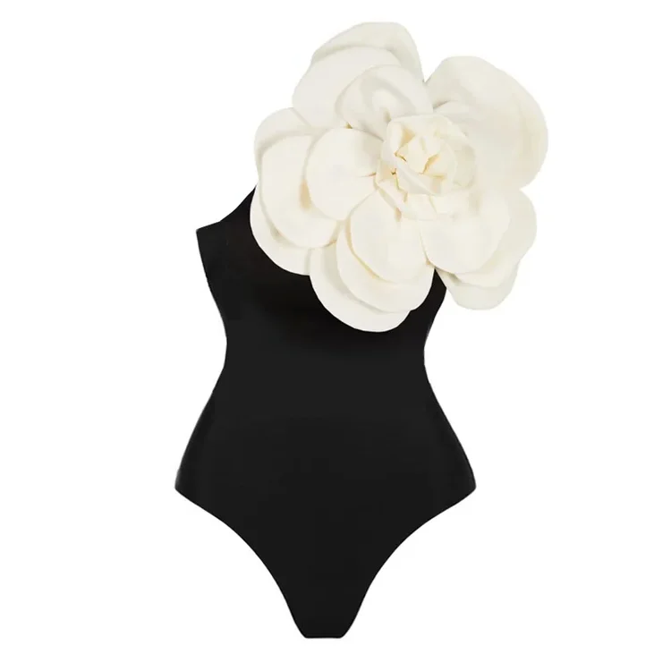 Vioye Exaggerated 3D Flower One Piece Swimsuit and Skirt