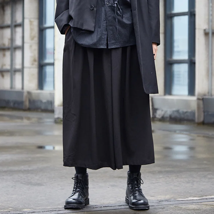 Darkwear Japanese Trend Comfortable Loose Solid Color Slacks Pants-dark style-men's clothing-halloween