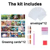 12Pcs Diamond Painting Cats and Dogs Greeting Card Set with Envelope