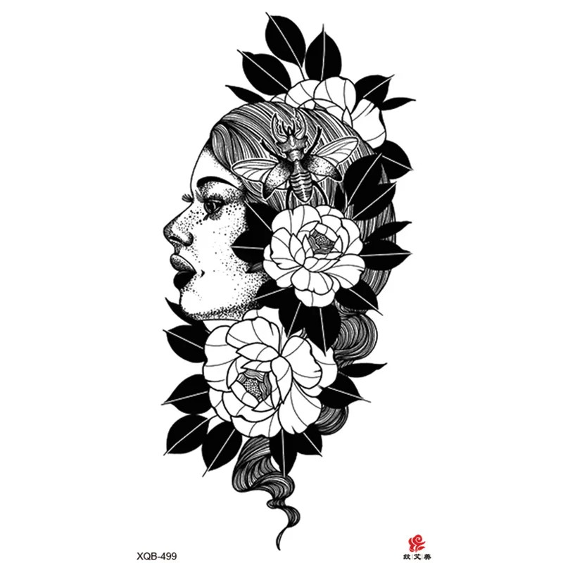 Sdrawing Full-arm Waterproof Tattoo Sticker Symbol Totem Animal Skeleton Small Arm Tattoo Sticker