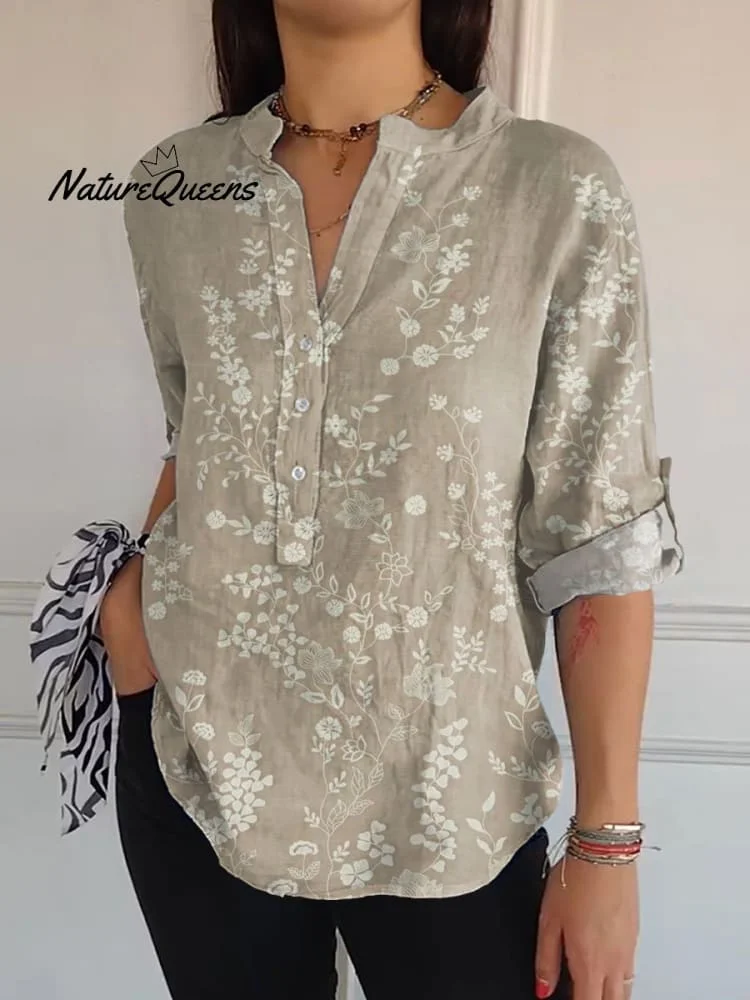 Women's  Flowers  Art Print Casual Long Sleeve Comfortable Cotton Shirt